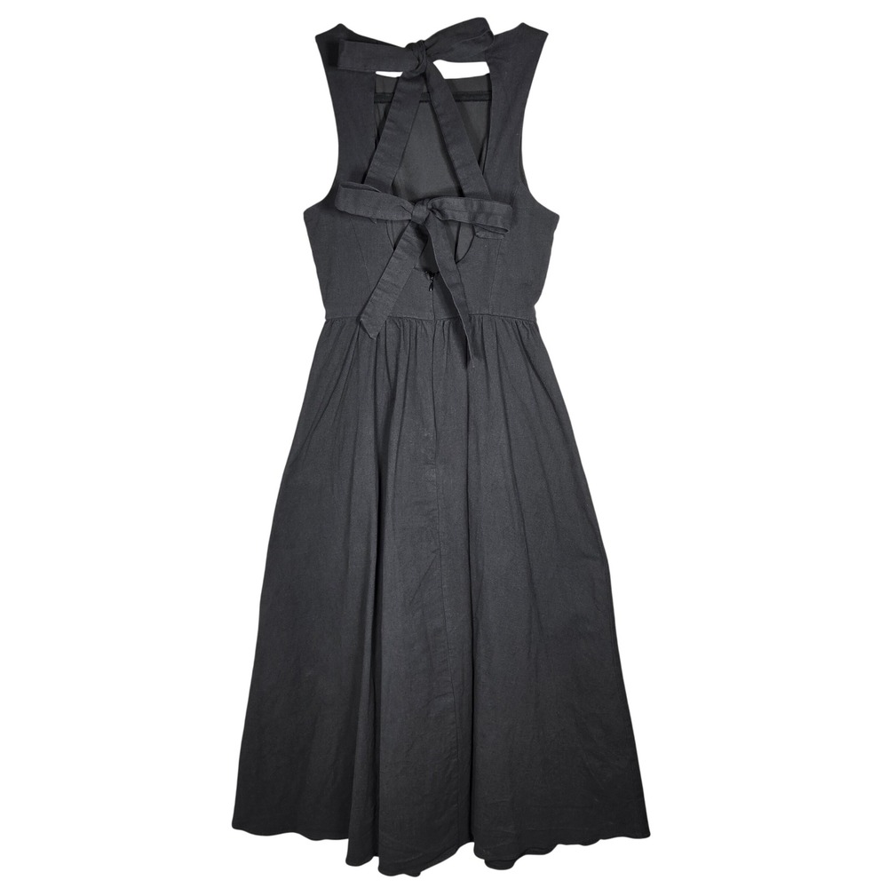 ASTR The Label Black Midi Dress S Bow Back Cutout Sleeveless Pleated Slit - Picture 2 of 9